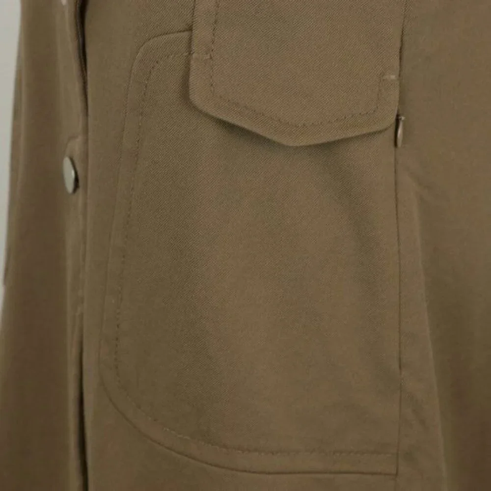 Elie Tahari Women's Small Brown Wool Blend Lined Button Up Trench Coat - Picture 6 of 8